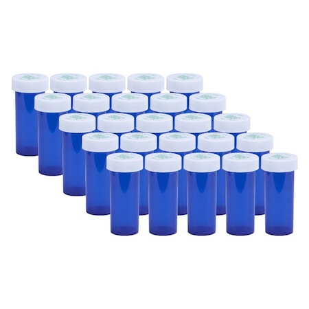 Blue Prescription Vials, 8 Dram, 25 Per Pack